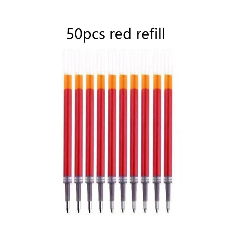 10/50 Pack Click Gel Pens 0.5mm Black/Blue/Red Refill Ink School Office Writing Ballpoint Pen Exam Supplies Stationery
