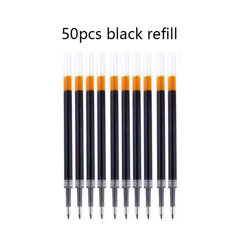 10/50 Pack Click Gel Pens 0.5mm Black/Blue/Red Refill Ink School Office Writing Ballpoint Pen Exam Supplies Stationery