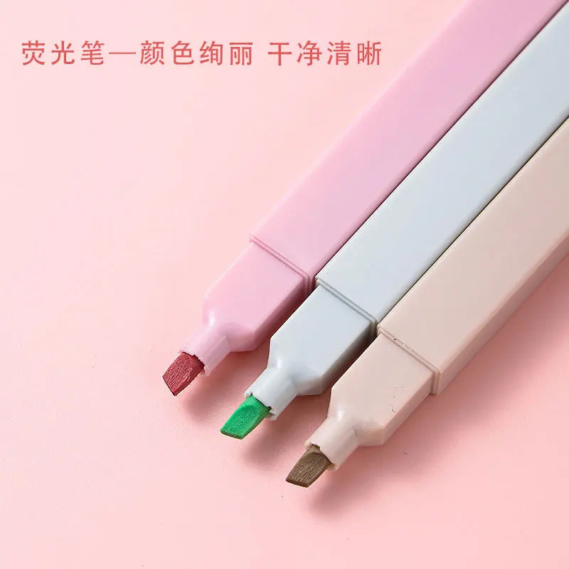 6/12Pcs Pastel Color Highlighter Pen Double tip Marker Pens Fluorescent Pen Drawing Highlighters Cute Stationery School Supplies