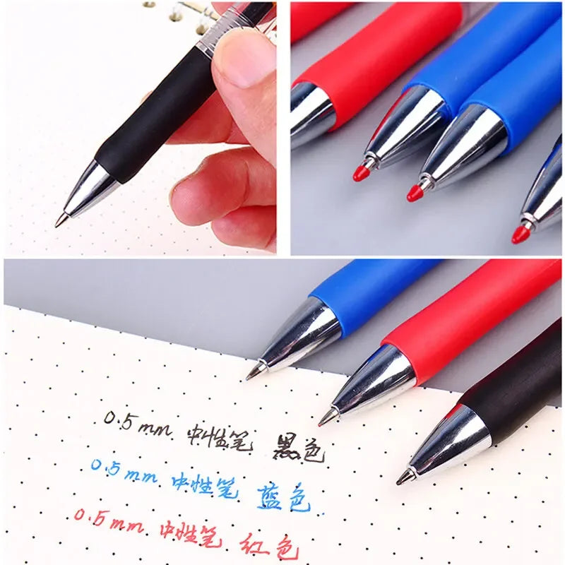 10/50 Pack Click Gel Pens 0.5mm Black/Blue/Red Refill Ink School Office Writing Ballpoint Pen Exam Supplies Stationery