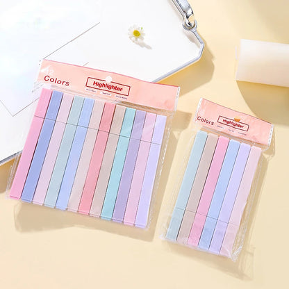 6/12Pcs Pastel Color Highlighter Pen Double tip Marker Pens Fluorescent Pen Drawing Highlighters Cute Stationery School Supplies