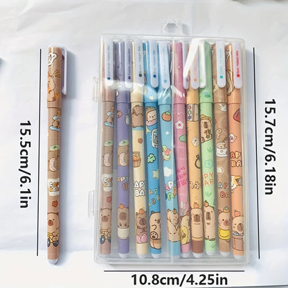 10pcs Colored Capybara Pens Gel Pen Korean Style Color Quick Drying Highlighter Pens for Fine Writing Tools Office School Supply