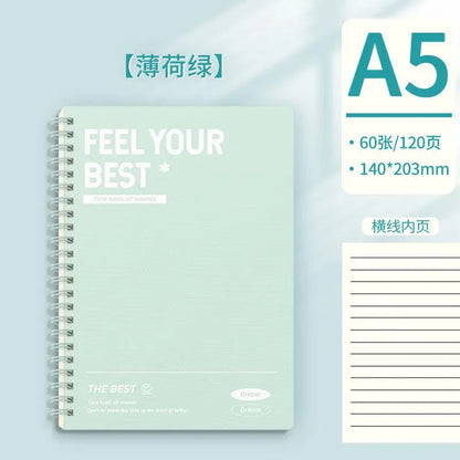 1pcs Minimalist A5 Coil Notebook Large Capacity Thick Paper Lined Inner Page Multifunctional Student Diary Handbook