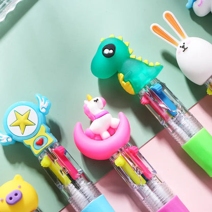 10-20pcsLot Kawaii Mini Four-Color Ballpoint Pen Cute Cartoon 4 Color Retractable Rollerball Pen Student School Gift Stationery