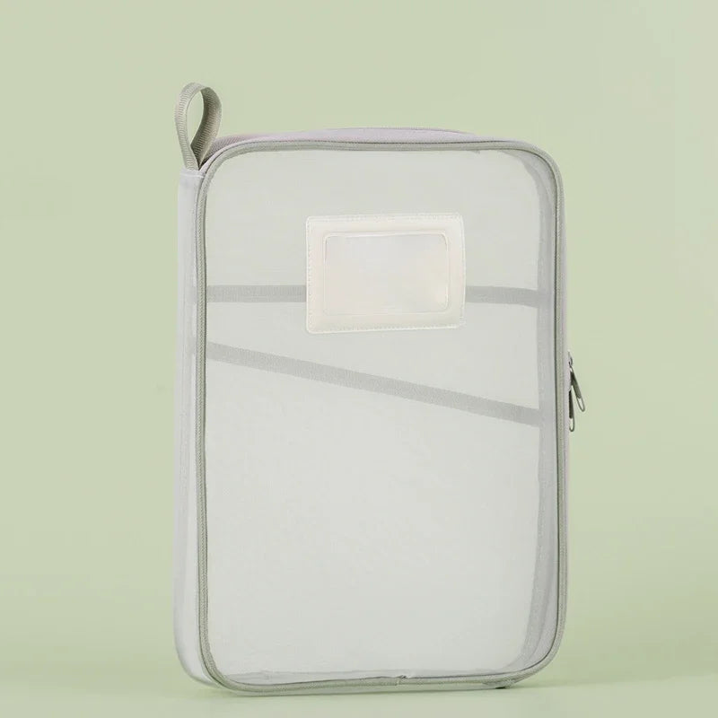 A4 Stationery Storage Bag Double-layer Mesh Zipper Bag Large Capacity Organizer Folders School Office Supplies Stationary Bag