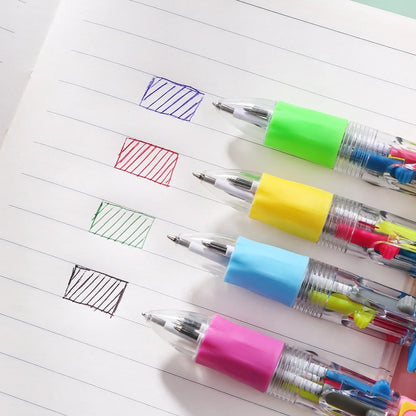 10-20pcsLot Kawaii Mini Four-Color Ballpoint Pen Cute Cartoon 4 Color Retractable Rollerball Pen Student School Gift Stationery