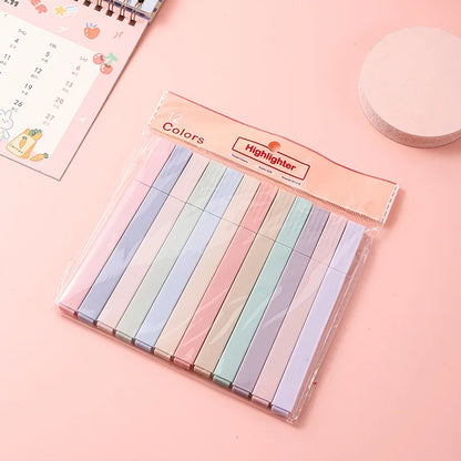 6/12Pcs Pastel Color Highlighter Pen Double tip Marker Pens Fluorescent Pen Drawing Highlighters Cute Stationery School Supplies