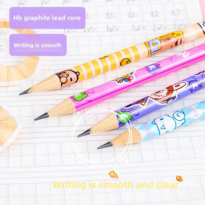 12 Pcs Cartoon HB Pencil Constant Core Cute School Student Round Rod with Colored Eraser Children's Wooden Lead Pencils