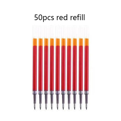 10/50 Pack Click Gel Pens 0.5mm Black/Blue/Red Refill Ink School Office Writing Ballpoint Pen Exam Supplies Stationery