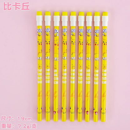 12 Pcs Cartoon HB Pencil Constant Core Cute School Student Round Rod with Colored Eraser Children's Wooden Lead Pencils