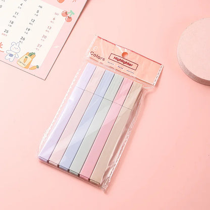 6/12Pcs Pastel Color Highlighter Pen Double tip Marker Pens Fluorescent Pen Drawing Highlighters Cute Stationery School Supplies