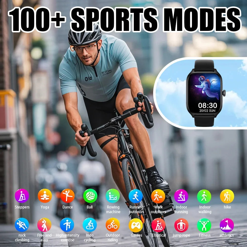 2025 New Men's Smart Watch Women's Gift 2.01 Inch HD Full Touch Screen Sports & Fitness Watch Bluetooth Call Smartwatch Android