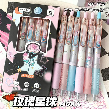 6pcs/set Butterfly Series Cute Gel Pen ST Nib Kawaii Pen Set Japanese Kawaii Stationery School Supplies Aesthetic Pens