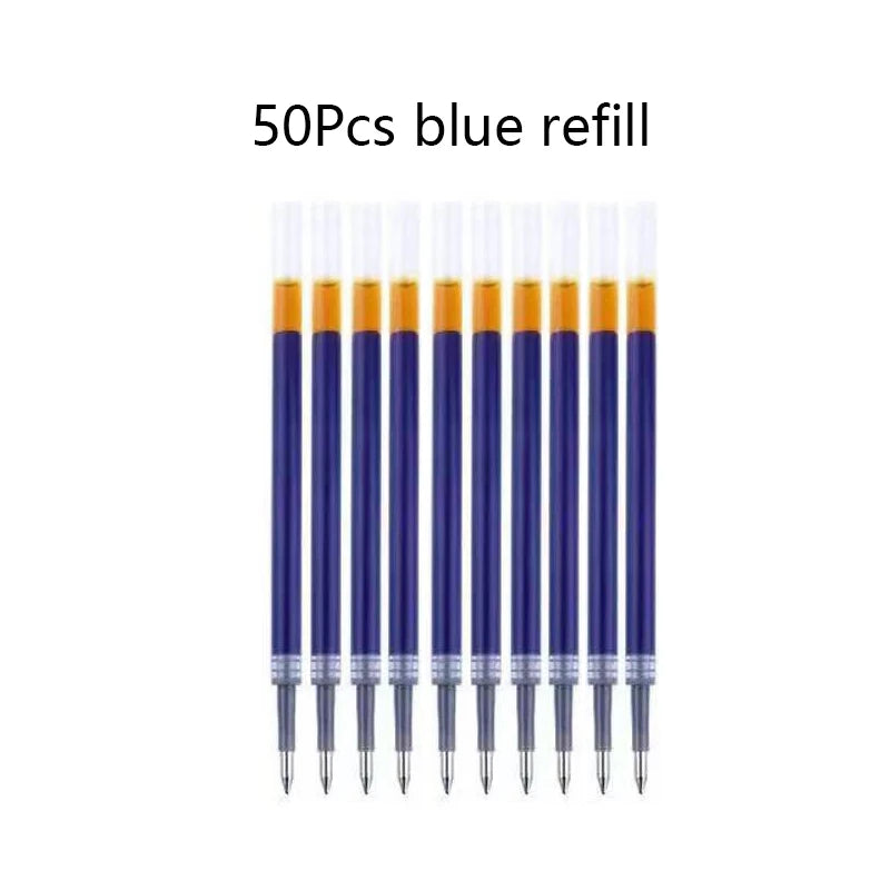10/50 Pack Click Gel Pens 0.5mm Black/Blue/Red Refill Ink School Office Writing Ballpoint Pen Exam Supplies Stationery
