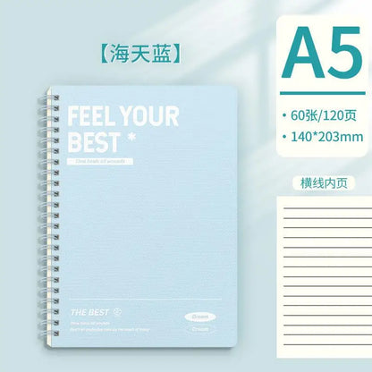 1pcs Minimalist A5 Coil Notebook Large Capacity Thick Paper Lined Inner Page Multifunctional Student Diary Handbook