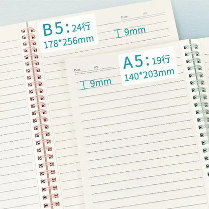 1pcs Minimalist A5 Coil Notebook Large Capacity Thick Paper Lined Inner Page Multifunctional Student Diary Handbook