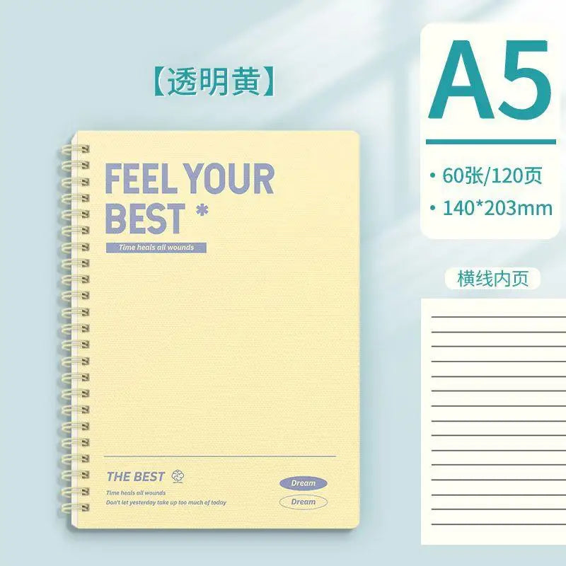 1pcs Minimalist A5 Coil Notebook Large Capacity Thick Paper Lined Inner Page Multifunctional Student Diary Handbook