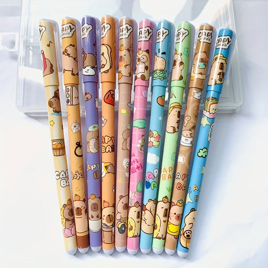 10pcs Colored Capybara Pens Gel Pen Korean Style Color Quick Drying Highlighter Pens for Fine Writing Tools Office School Supply