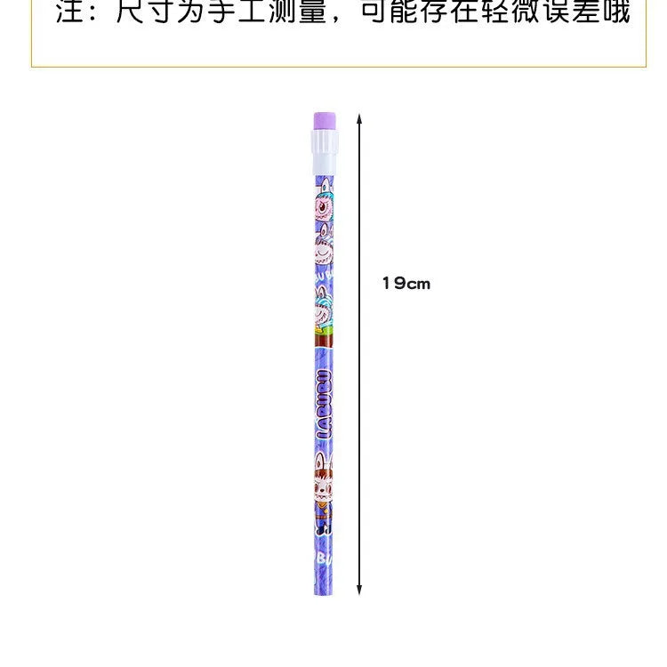 12 Pcs Cartoon HB Pencil Constant Core Cute School Student Round Rod with Colored Eraser Children's Wooden Lead Pencils