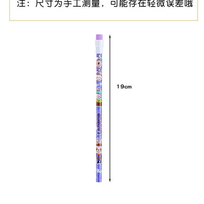 12 Pcs Cartoon HB Pencil Constant Core Cute School Student Round Rod with Colored Eraser Children's Wooden Lead Pencils