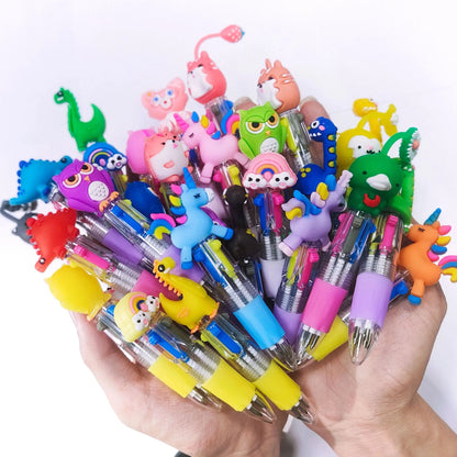 10-20pcsLot Kawaii Mini Four-Color Ballpoint Pen Cute Cartoon 4 Color Retractable Rollerball Pen Student School Gift Stationery