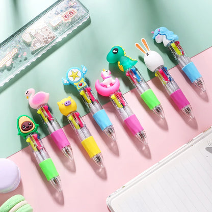 10-20pcsLot Kawaii Mini Four-Color Ballpoint Pen Cute Cartoon 4 Color Retractable Rollerball Pen Student School Gift Stationery