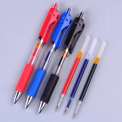 10/50 Pack Click Gel Pens 0.5mm Black/Blue/Red Refill Ink School Office Writing Ballpoint Pen Exam Supplies Stationery