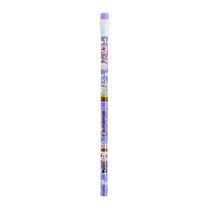 12 Pcs Cartoon HB Pencil Constant Core Cute School Student Round Rod with Colored Eraser Children's Wooden Lead Pencils