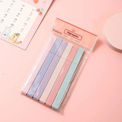 6/12Pcs Pastel Color Highlighter Pen Double tip Marker Pens Fluorescent Pen Drawing Highlighters Cute Stationery School Supplies
