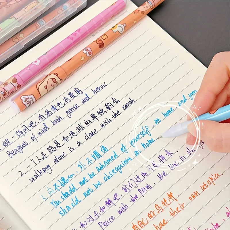 10pcs Colored Capybara Pens Gel Pen Korean Style Color Quick Drying Highlighter Pens for Fine Writing Tools Office School Supply